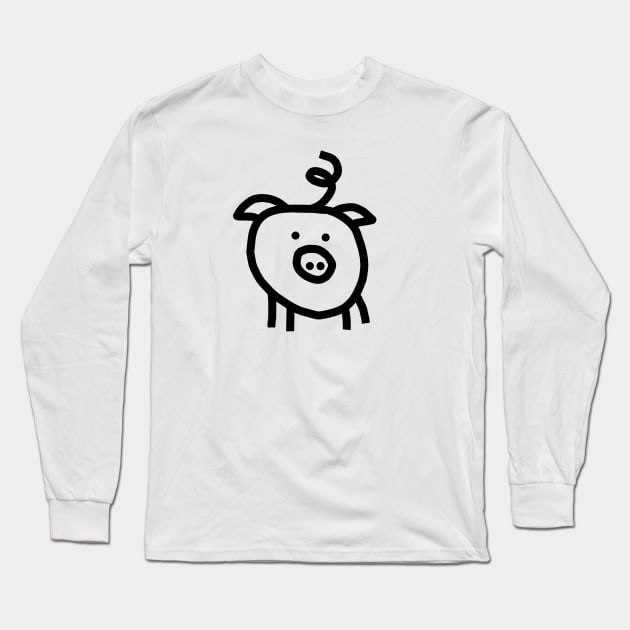 Pig Selfie In Black Long Sleeve T-Shirt by ellenhenryart